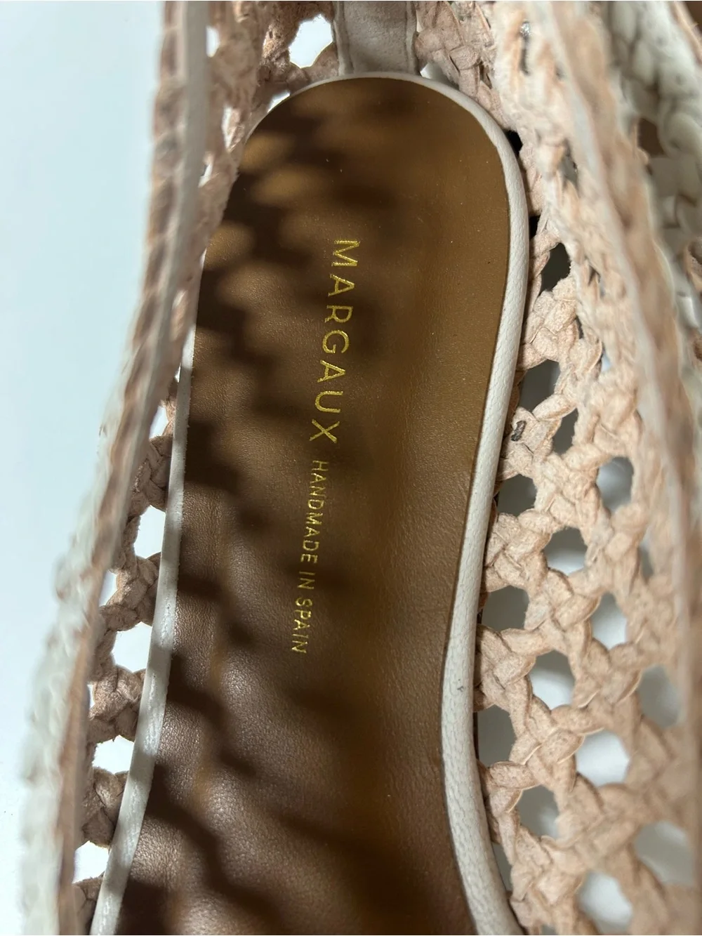 Margaux The Woven Paz Ecru Woven Cream Leather Ballet Glove V Flats EU 40 US9